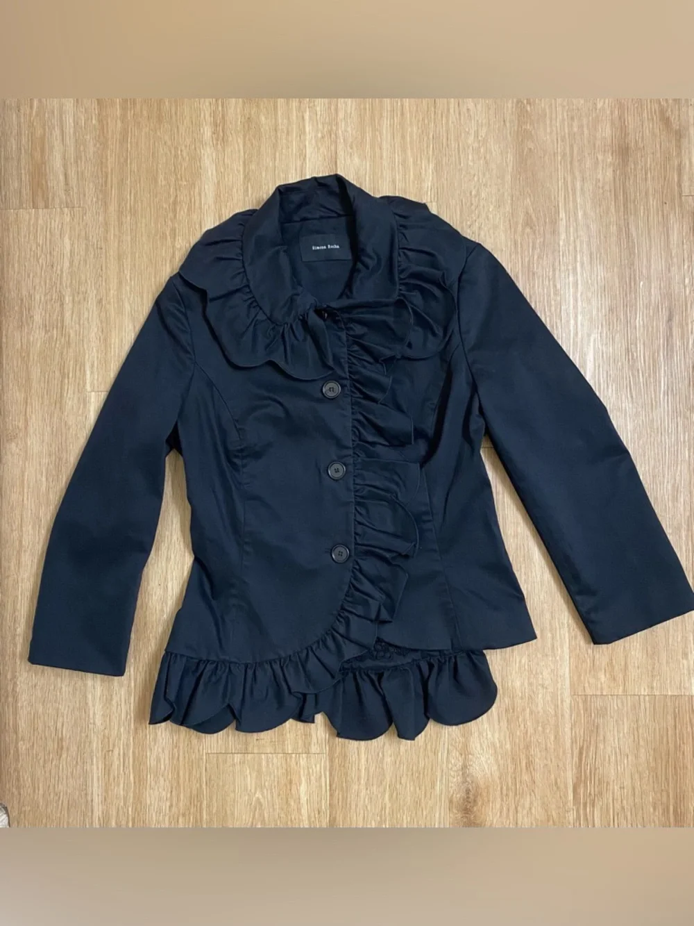 Simone Rocha black Ruffle-Trim Jacket - Picture 2 of 8